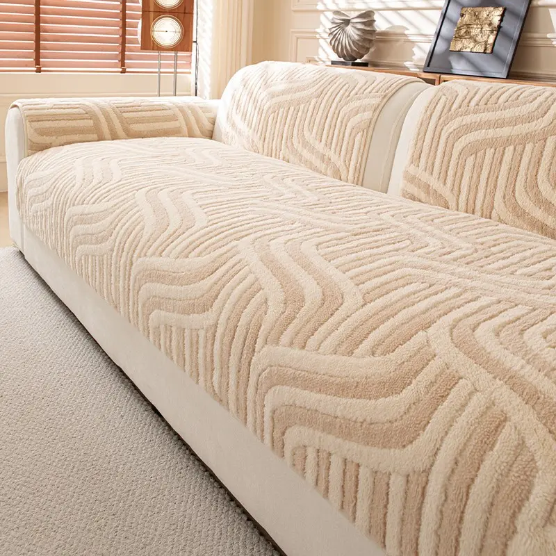 Oscar Style Solid Color Sofa Cover, 1 Piece Non-Slip Sofa Protector, Soft Comfortable Couch Blanket for Living Room Decoration