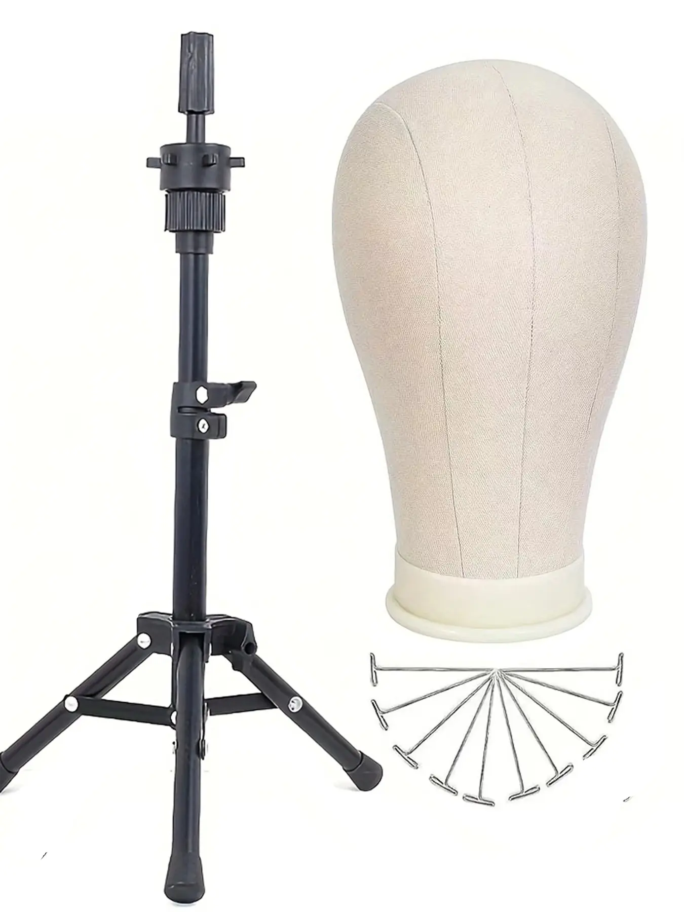 22-Inch Wig Head Model with Wig Stand, Canvas Mannequin Head for Wig Display, All Seasons Use, Practice Mannequin Head