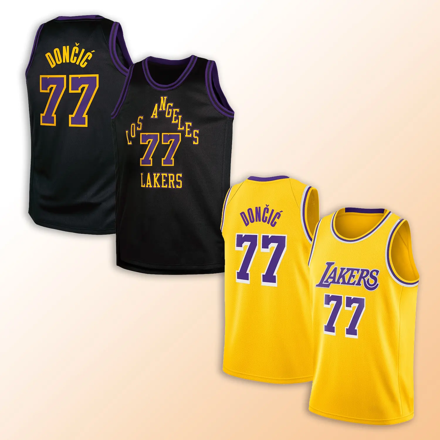 Men's Black, Yellow Basketball Jersey No.77, Breathable Mesh Sports Tank Top