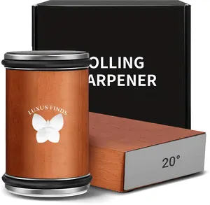 Rolling Knife Sharpener Kit – Beech Wood Magnetic Rolling Sharpener with 15° & 20° Angles – Professional Knife Sharpening Kit for Kitchen, Chef, Pocket & Outdoor Knives – Elegant Gift for Cooks & Home Chefs