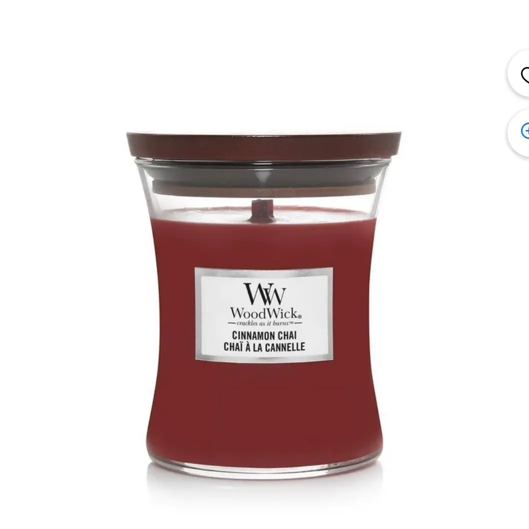 WoodWick Scented Cinnamon Chai Medium Hourglass Candle, Cozy Aroma Decor for Relaxation, Crackles As It Burns, Colder Weather Seasons