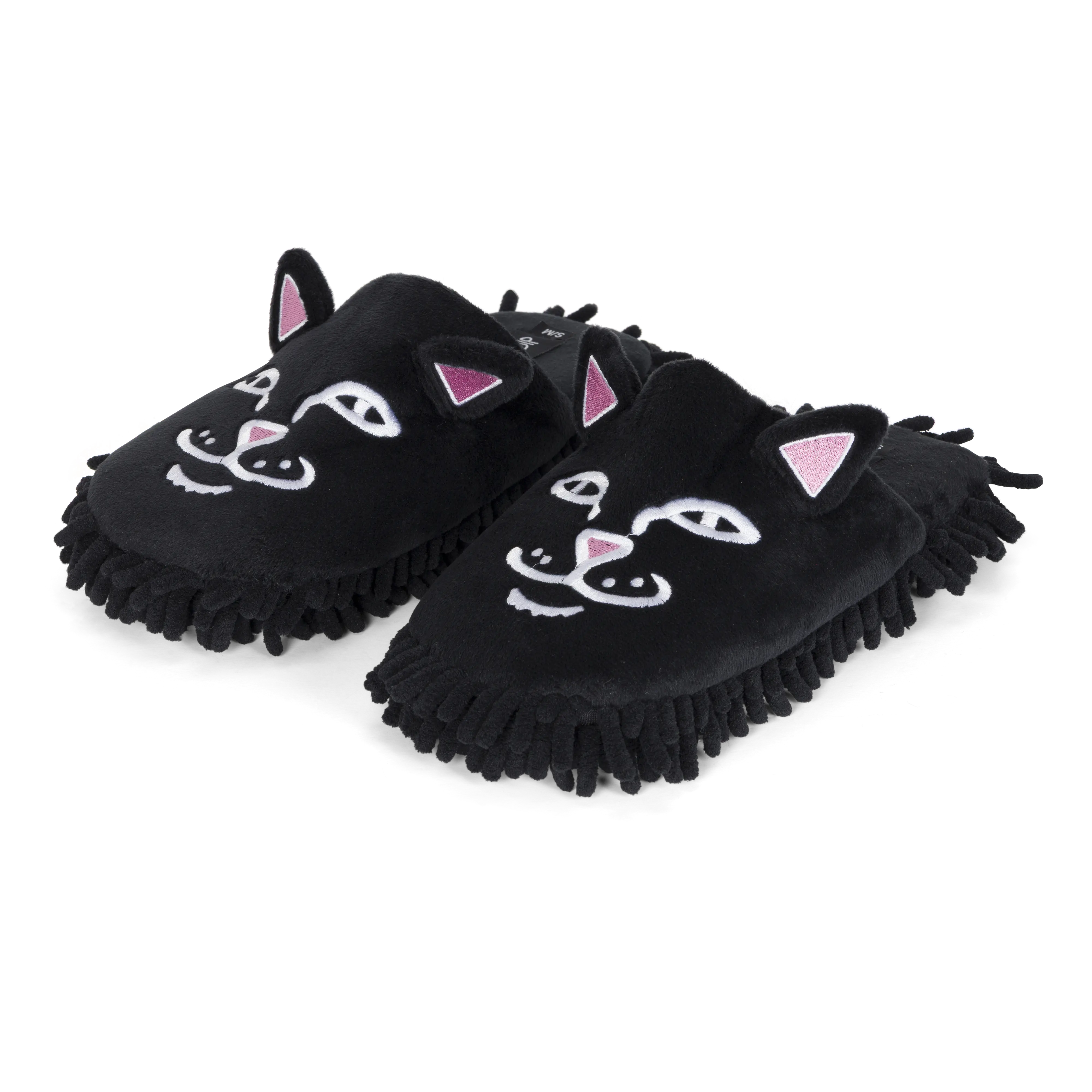 Jermie Mop House Slippers - Cute Slip-On Black Indoor Slide Footwear, 2 Sizes Indoor Wear Multi-Functional Home Care Cleaning Shoes for Cleaning Your Floors