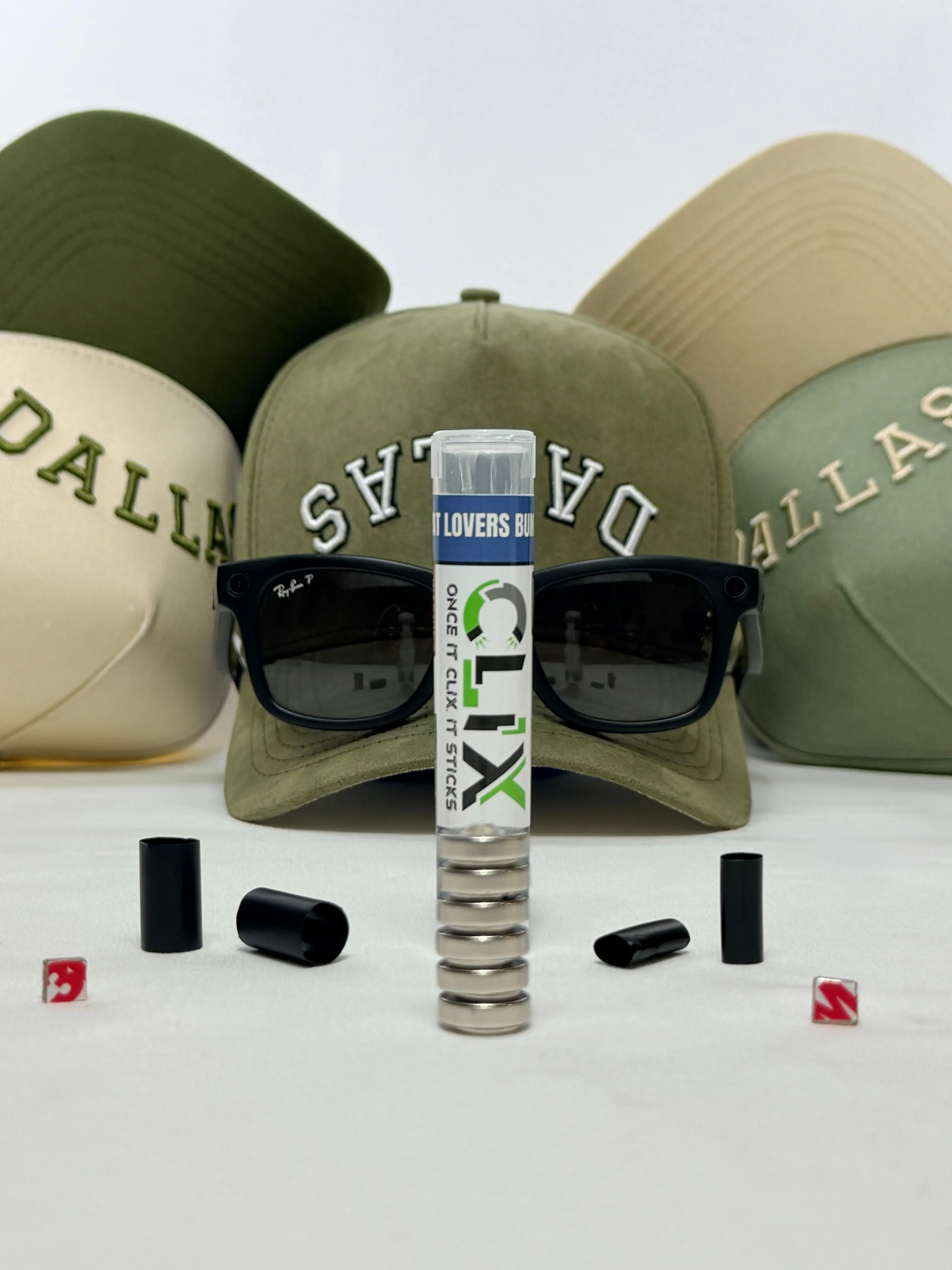 CLIX Hat Lovers Bundle - 1 Pair of Glasses Sleeves & Magnets- 3 Hat Anchors Accessory Set Men Accessories