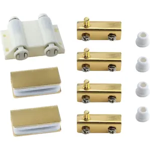 Glass Door Pivot Hinge with Magnetic Catch and Clamp Set for Bathroom Showcase Cabinet Doors (Gold)