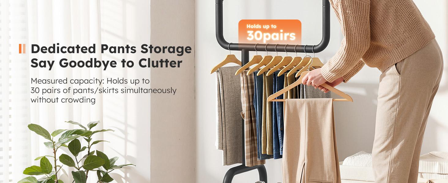 SOLEDI Heavy Duty Clothes Rack – Rolling Partitioned Wardrobe Organizer with Lockable Wheels, Bedroom & Laundry Storage, 460 lbs Capacity,garment rack,, laundry organizer, coat rack, space saver,teacher appreciation gifts sturdy metal frame