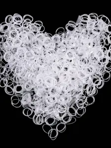 1000pcs Girl's Transparent Mini Disposable Hair Bands, Hair Tie, 0.48 Inch Diameter, Packed in Jar, Suitable for Daily Use, All Seasons