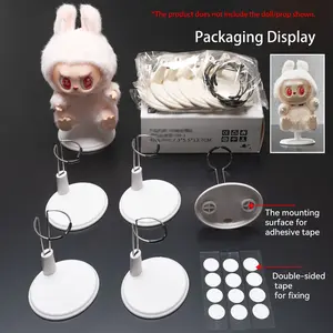 6-Piece Plush Pendant Display Set with Adhesive & Adjustable Stand, Designed for Labubu/Skullpanda/Dimoo/Molly Dolls - Ideal Display Kit for Fashion Enthusiasts, Reusable