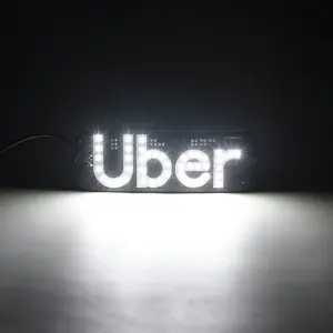 For Uber Letter Design Taxi Sign Light Windshield Car LED Marker Lights Board with Suction Cups USB Plug for Cars Trucks SUVs Upgrade Vehicle Visibility Car Accessories(White)