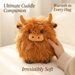 Cute and chubby Highland cow plush figurines Stuffed animal gift