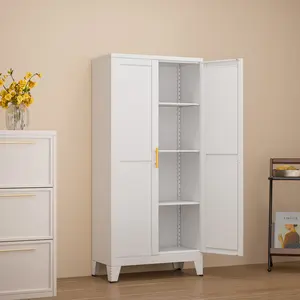 Metal Pantry Cabinet 47"with 2 Doors & 3 Adjustable Shelves, Kitchen Pantry Storage Cabinets for Dining Room, Living Room, Bathroom Furniture Organization storage cabinets drawer dresser Freestanding Cupboard