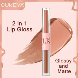 OUKEYA 2-in-1 Lip Gloss-Glossy Lip Plumper in 9 color, Non-Sticky Matte Liquid Lipstick, Long Lasting Moisture Lip Gloss, Airy Glossy Tint Makeup