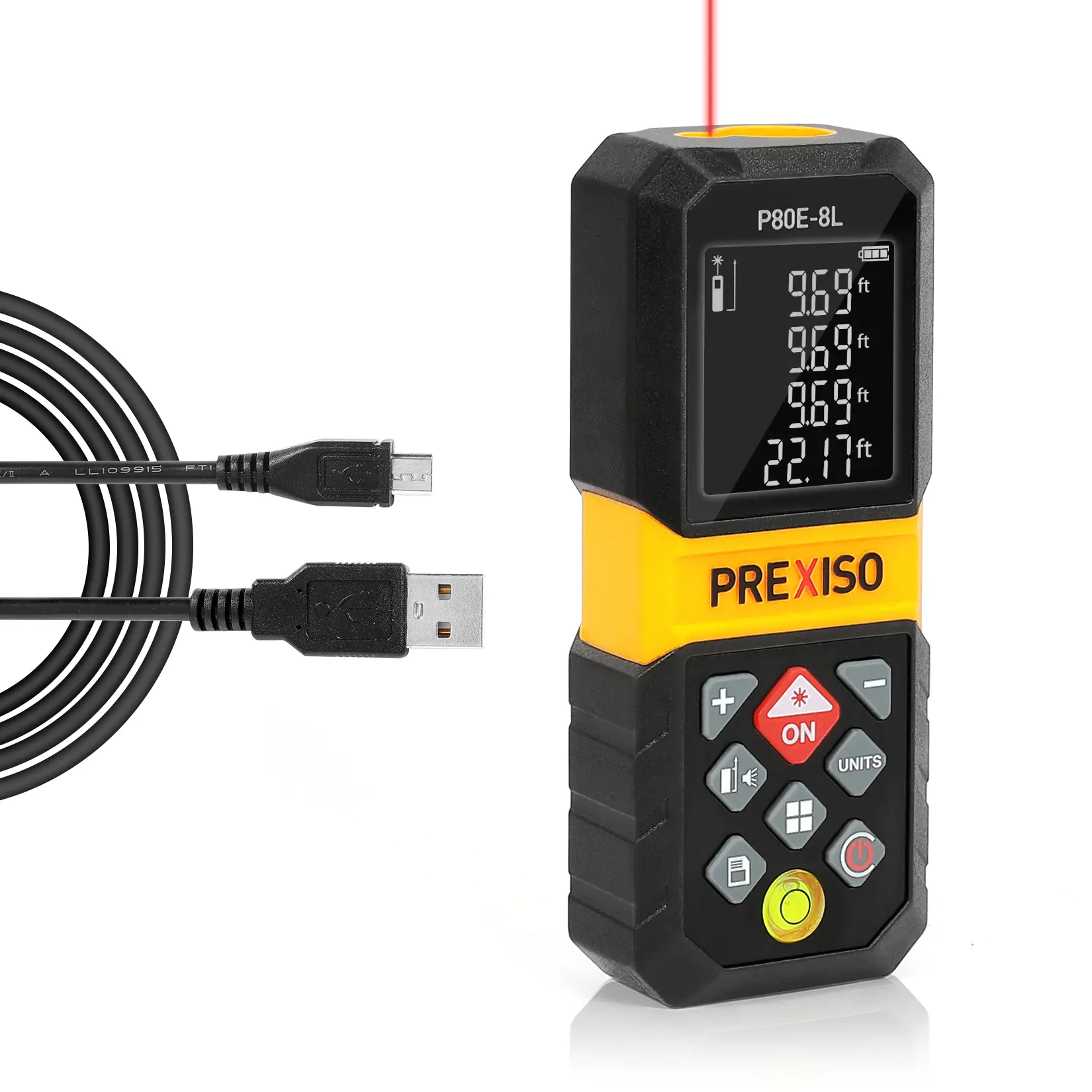 #BacktoSchool PREXISO Laser Measure, 265Ft Rechargeable Laser Distance Meter with Multi-Measurement Units M/in/Ft, Backlit LCD 4 Line Display, and Pythagorean, Distance, Area, Volume Modes