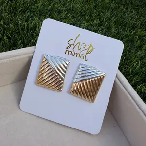 Square Mixed Metals Earrings - Simple Design