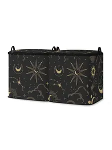 Star & Moon Pattern Quilt Storage Bag, Cute Practical Quilt Organizer with Handle, Durable Storage Bag for Blanket & Toy