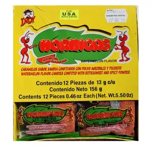 Indy Hormigas Watermelon Candy Mexican Hard Candy (12 Count) - Watermelon Flavored Candies Covered with Spicy Bittersweet Powder