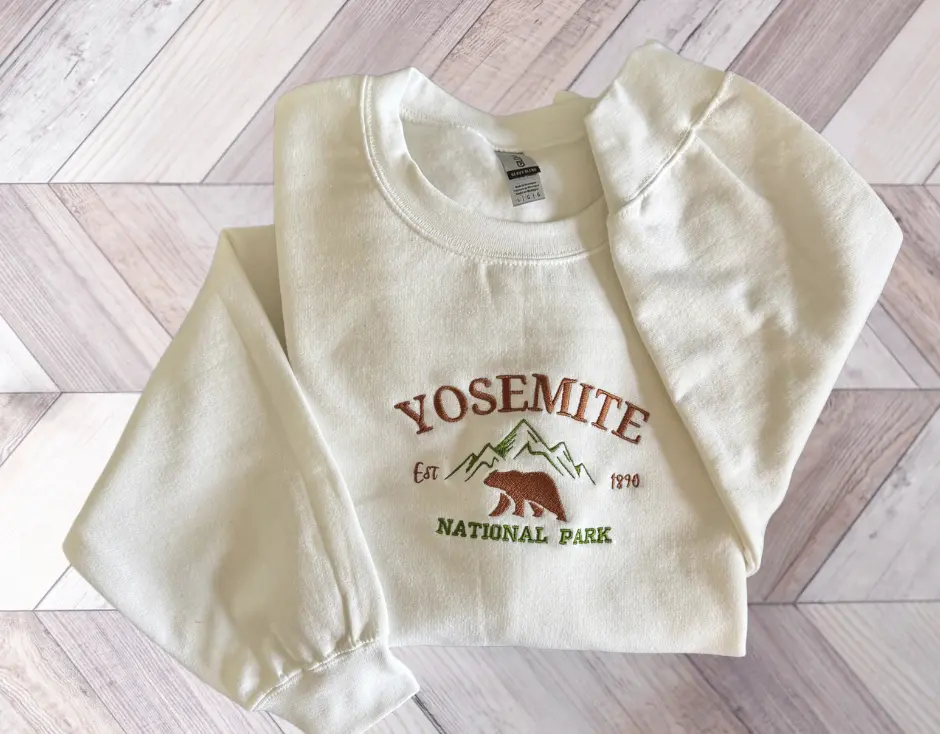 Yosemite National Park Embroidered Crewneck-embroidered Crewneck-National Park Sweatshirt
