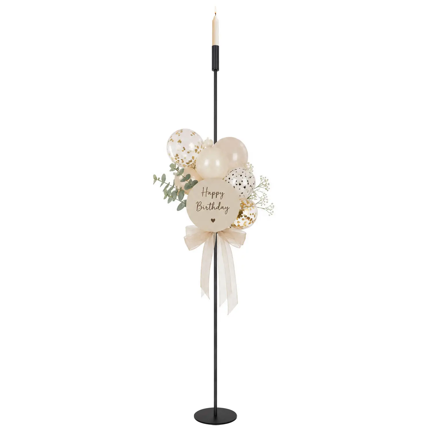 VINCIGANT 2-in-1 Decorative Pillar Floor Candlestick, Adjustable Black Metal Tall Candle Holder with Ground Stake for Wedding, Home Event Centerpieces