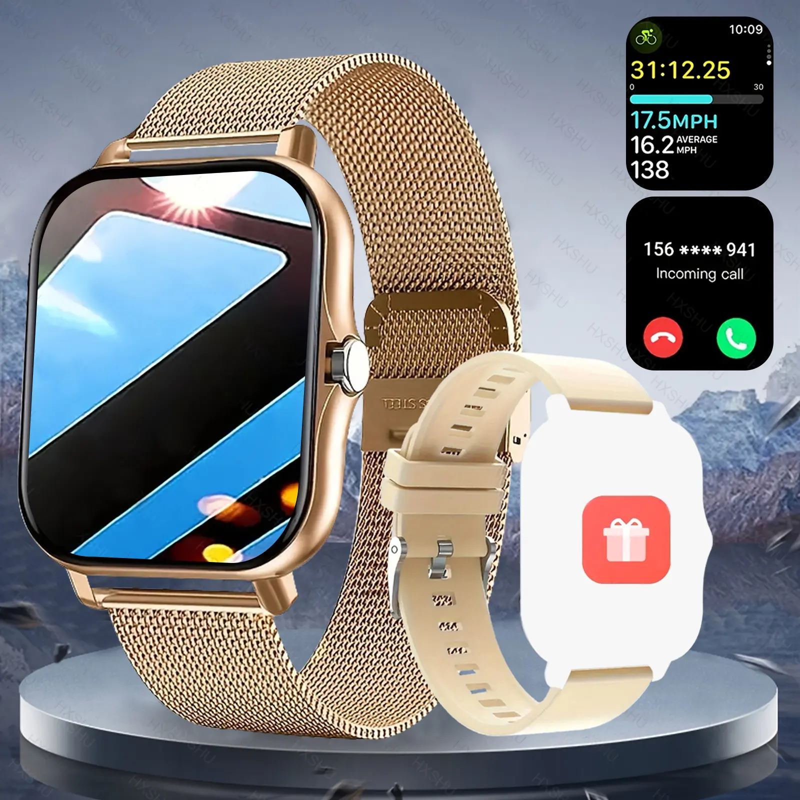 Outdoor Smartwatch Active - Wireless Voice Call & Message Reminder, Pedometer & Calorie Tracking, Multiple Sports Modes for Training, Hiking/Camping, Weather Forecast, Wireless Connection, Unisex for Outdoor Enthusiasts