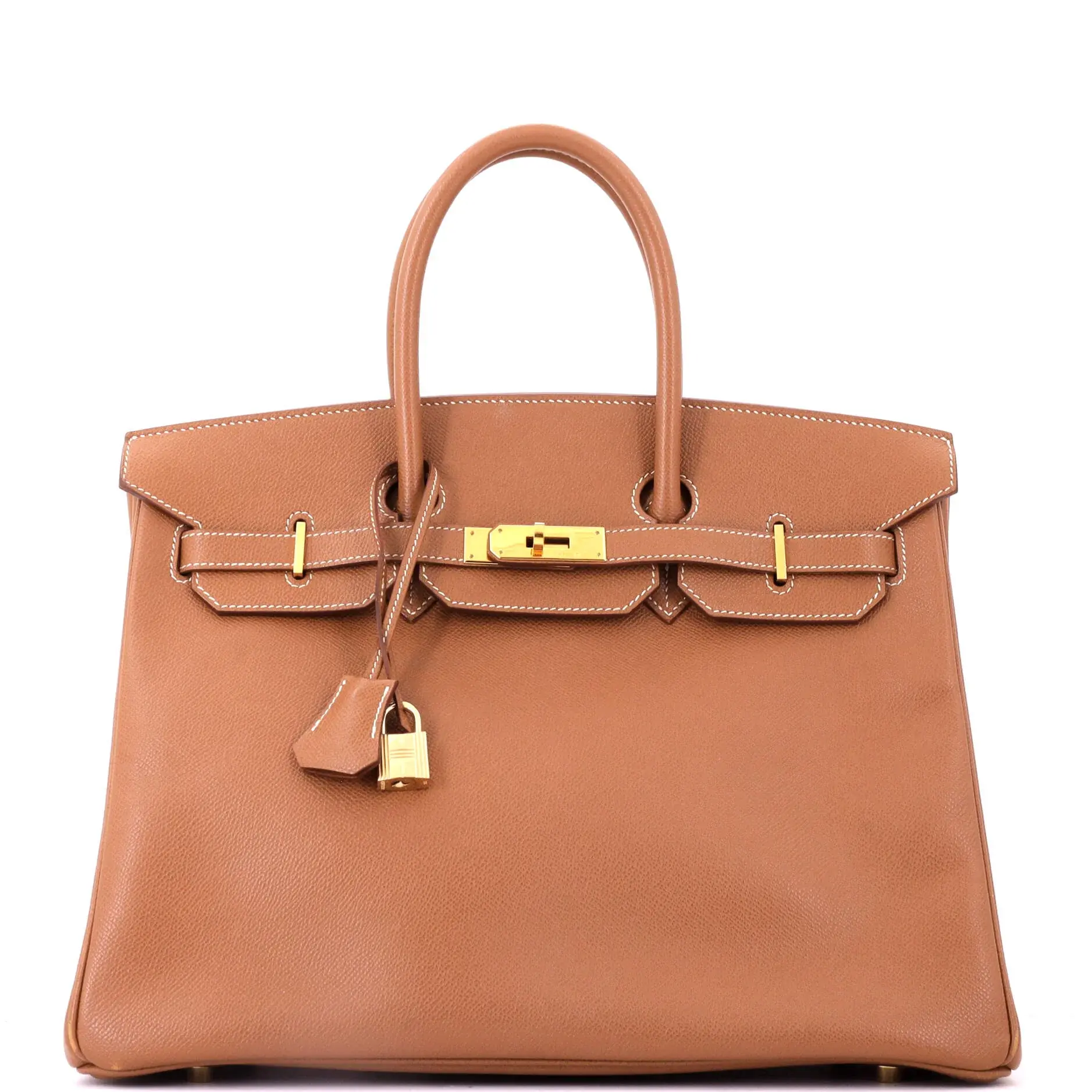 Pre-owned HERMÈS Leather Tote bags REBAG Hermes Birkin Handbag Gold Courchevel with Gold Hardware 35 by Rebag