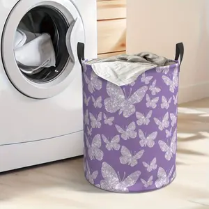 Laundry Hamper Large Canvas Fabric Lightweight Storage Basket/Toy Organizer/Dirty Clothes Collapsible For College Dorms, And Bedroom, Bathroom (butterfly, Laundry Baskets