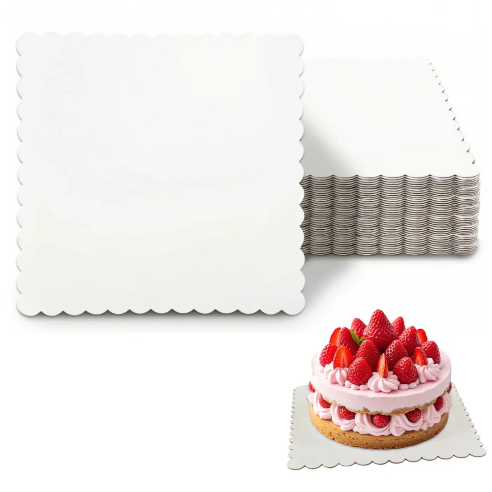 LitiVibecho 20 Pcs White Square Shape Cake Boards, 2mm-Thick Food-Grade Corrugated Cardboard Bakeware, Waterproof, Oil-Proof, Sturdy Pastry Supplies for Cake DIY, Baby Showers