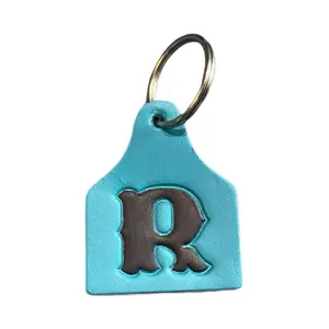 Turquoise Western Leather Keychain, Hand made, any initial