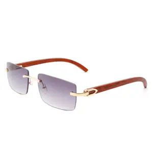 SOLA STREET Fashion sunglasses for men and women frameless original wood legs wooden optical frames sunglasses