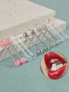 Simple Barbell Tongue Rings, Stylish Tongue Piercing Jewelry for Women & Men, Fashion Accessories for Daily Wear