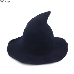 Halloween Wizard & Witch Hat, foldable knitted pointed hat. Soft portable costume accessory, great for Halloween parties, cosplay, holiday events and daily themed dress up