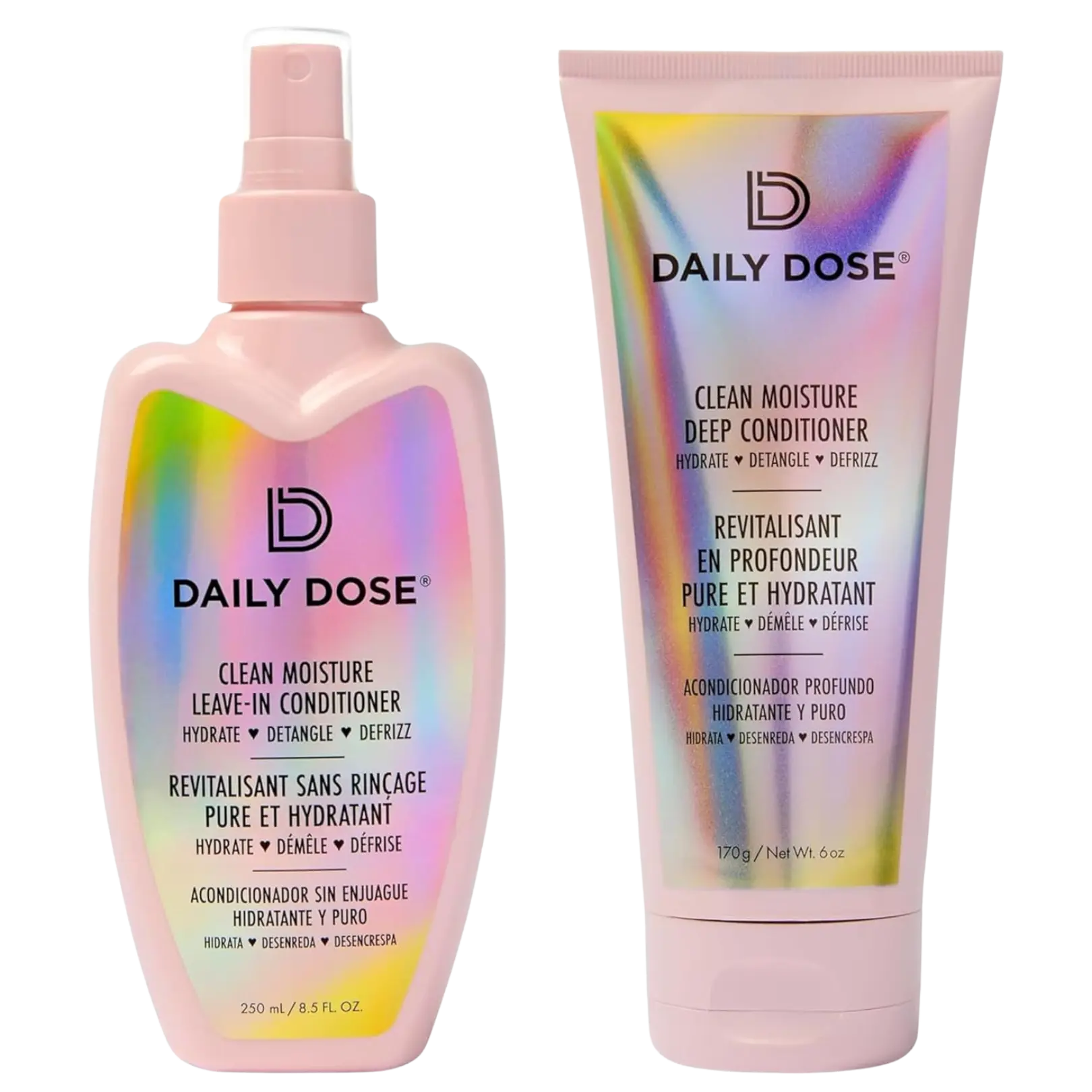 Daily Dose Moisturizing Duo: Leave-In Conditioner Detangler Spray + Deep Conditioner, Hair Mask/Masque - Detangles, Repairs, Restores Dry, Damaged, Color Treated Hair for All Hair Types