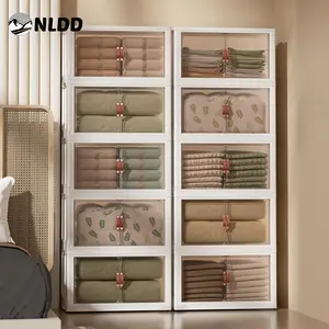 NLDD 5-Level Collapsible Storage Towers - Stackable Cabinets with Lids for Towels, Toys, Books & More, Smart & Dustproof Design for Springtok Box Organiser makeuporganizer