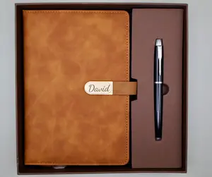Personalized Vegan Leather Notebook Gift Set – Pen & Gift Box, Bag – Elegant Writing Journal for Executive Gift -Thoughtful Gift for Him Her