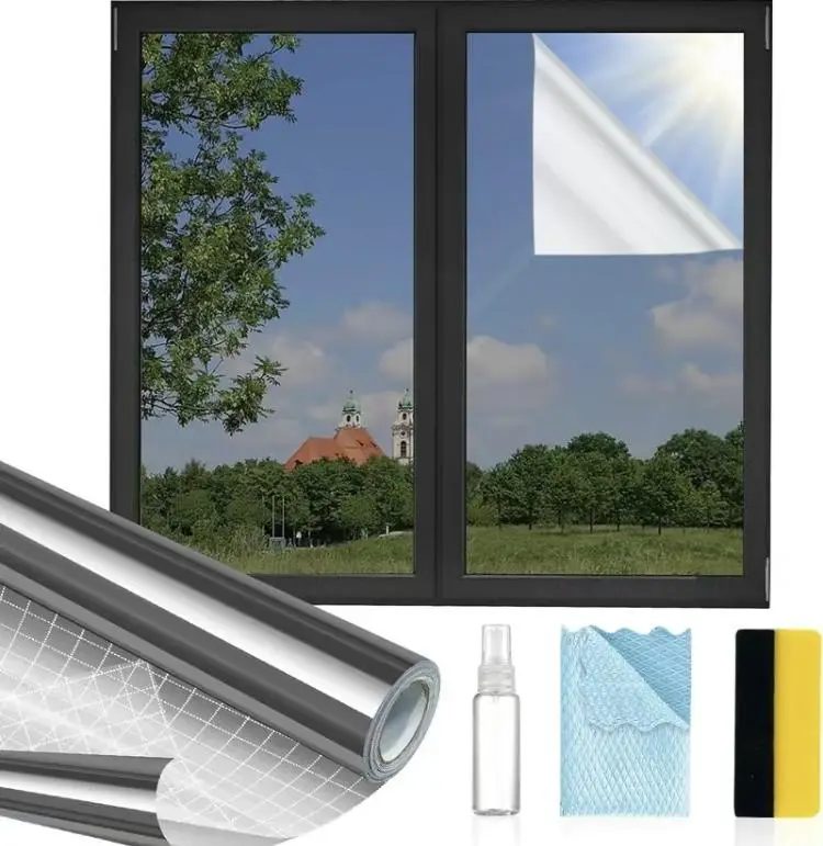 Window Privacy Film One Way, Reflective Mirror for Daytime Home Office Use, UV Sun Blocking, Heat Control17.5 x 78.7 Inches