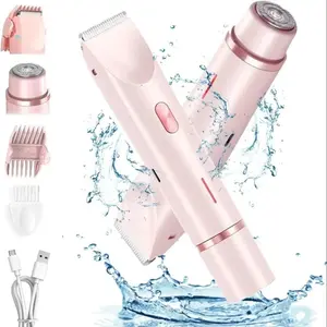 Women's Electric Razor Bikini Trimmer Body Hair Trimmer Dual Head Waterproof Pain-Free Bikini Razor Public Hair Remover, Lithium Ion Battery Included