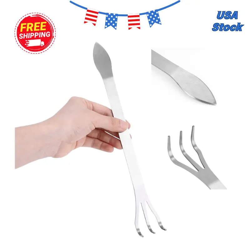 Durable Stainless Steel 3-Prong Bonsai Tool – Soil Loosening Rake for Gardening Enthusiasts
