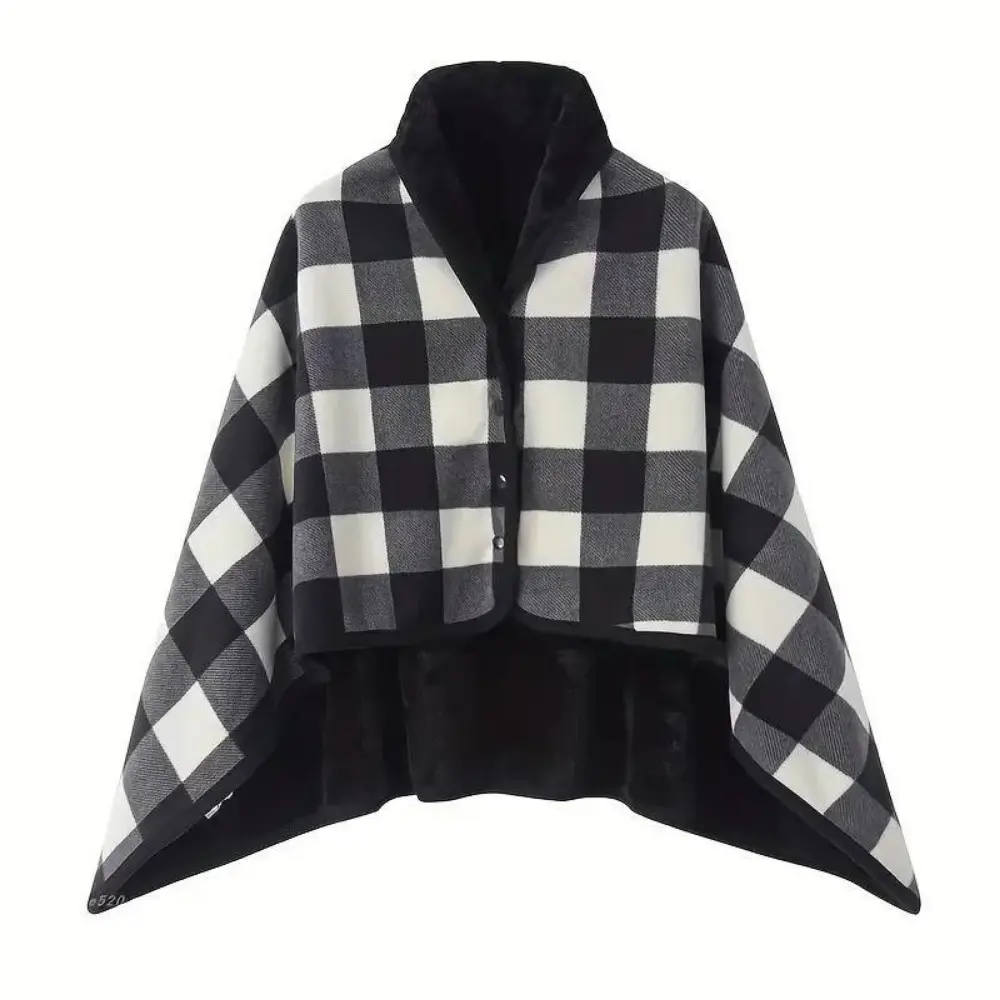 Wearable Polar Fleece Shawl with Button Closure - Soft Plush Sleeveless Cape, Cozy Blanket Throw, Multifunctional Blanket, Cold-Weather Body Warmer, Contemporary Look Fashion Accessory for Home/Office, Indoor/Outdoor Use, Cold Weather Outfit, Home/Office/