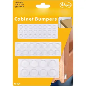 46 count Self Adhesive Cabinet Door Bumpers,3-Shape Cabinet Bumpers Clear Value Pack,Rubber Bumpers for Cabinet Doors,Furniture Drawers,Wall Protection,Wall Protectors & Noise Reduction by WIAZRD