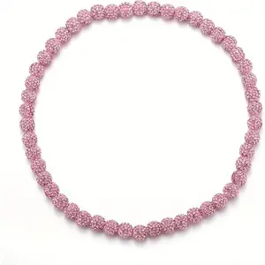 Pink Baseball Beaded Chain Necklace for Men – Stylish Bohemian Design, Perfect Gift for Baseball Fans, Team Lovers & Boys, Ice Collection Discoball Accessory, Team Lover Accessory | Sporty Chic Accessory | Elegant Design, Baseball Accessories