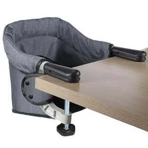 Hook On High Chair for Babies 6-36 Months |         Secure & Portable Foldable Travel High Chair |         Clip On Baby Feeding Seat with Non-Slip Aluminum Clamp, Detachable Washable Cover & Carry Bag (Grey)