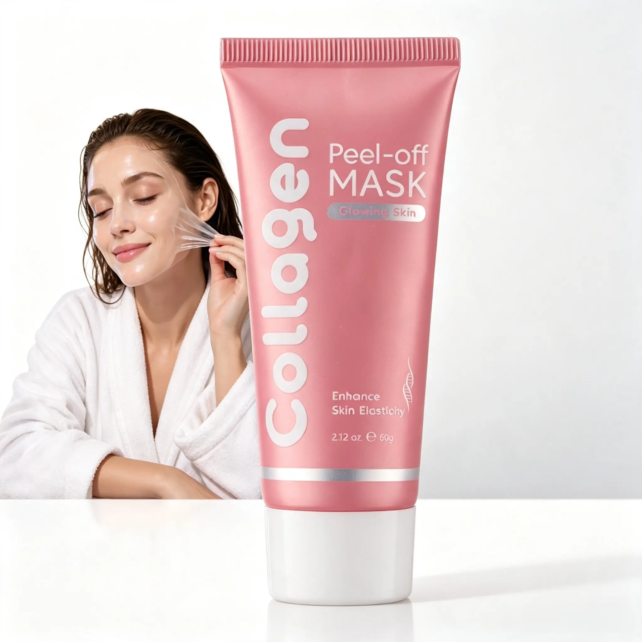 Unisex Hydrating Peel-Off Facial Mask with Collagen, Niacinamide, Ceramide, Sodium Hyaluronate & Glycerin - Gentle Pore Care, Moisturizes for Soft Smooth Skin, Easy Peel Formula, 60g