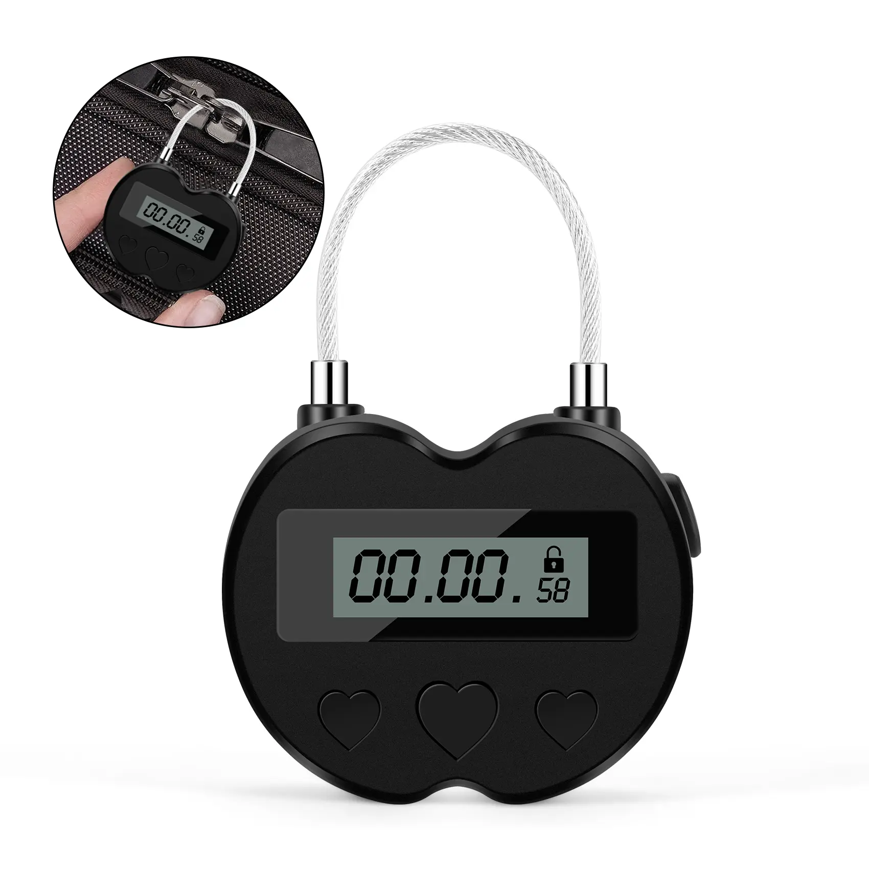 Smart Electronic Time Lock Padlock with LCD Display, Multifunction, Waterproof, USB Rechargeable Lithium Battery, 30g Lightweight for Travelers, Airport and Travel Safety