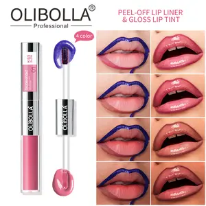 Shimmery Blue Dual-Ended Peel-Off Lip Gloss & Liner, Glossy Lip Plumper, Waterproof, Smudge-Proof Makeup Products, Single Beauty & Personal Care Cosmetic for Spring Glow-Up