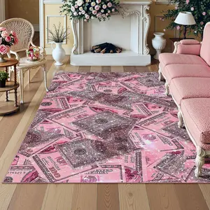 Trendy Gold Coin Pattern Carpet, Soft Area Rug, Living Room & Sofa Decor, Non-Slip Absorbent Bathroom Mat, Perfect Gift for Mother's Day