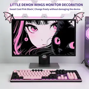 【2-piece set】Two-dimensional cute little devil wings monitor atmosphere decoration for girls' e-sports room, desk screen edge ornaments