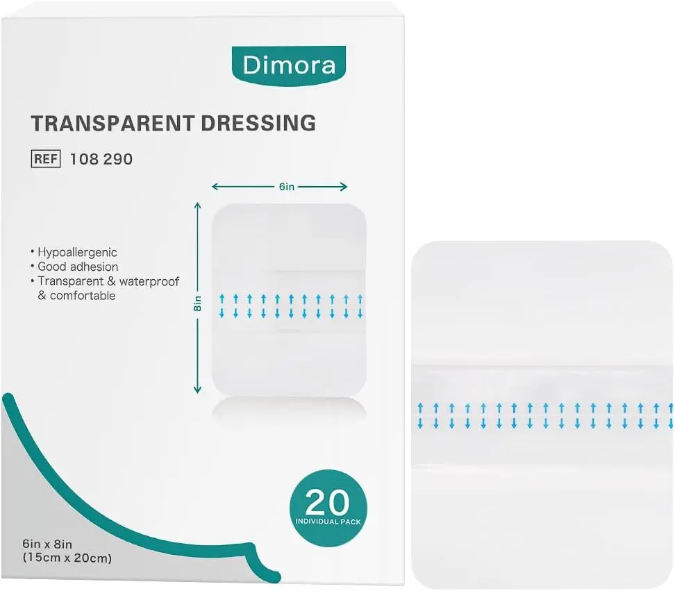Dimora Medical Grade Tattoo Aftercare Second Skin Bandage, 6x8 Inch 20Pcs Hypoallergenic Waterproof Transparent Film Dressing for Post-Surgical Wounds, Swimming, Shower IV Shield tiktokshopbacktoschool