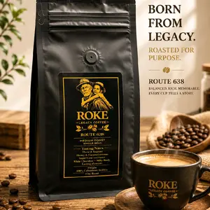 ROKE Route 638 Medium Roast Colombian Single-Origin Whole Roasted Coffee Beans, 12oz