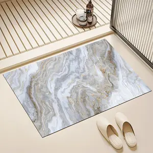 [Floor Mats] Absorbent & Non-Slip Diatomaceous Earth Shower Mat, Quick-Dry Bathtub Mat With Marble-Like & Golden-Toned Design For Bathrooms Kitchens & Entrances, Perfect Gift For Housewarming & Holidays