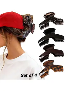 4PCS Large Hair Clips for Hat, Baseball Hair Claw Clips for Women, Large Trucker Claw Clip Hair Accessories, Non-Slip Strong Hold Hat Hair Clips, Ponytail Claw Clip, Fit for Long Thick Thin Hair Styling, Hair Claws Set