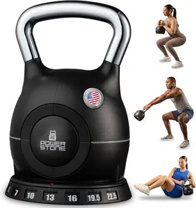 Lifepro PowerStone Adjustable Kettlebell – 7-in-1 Kettlebells Adjustable Weight Set for Full-Body Workouts – Space-Saving Design with Quick Select Dial – 3.5–22.5lb, for Men & Women