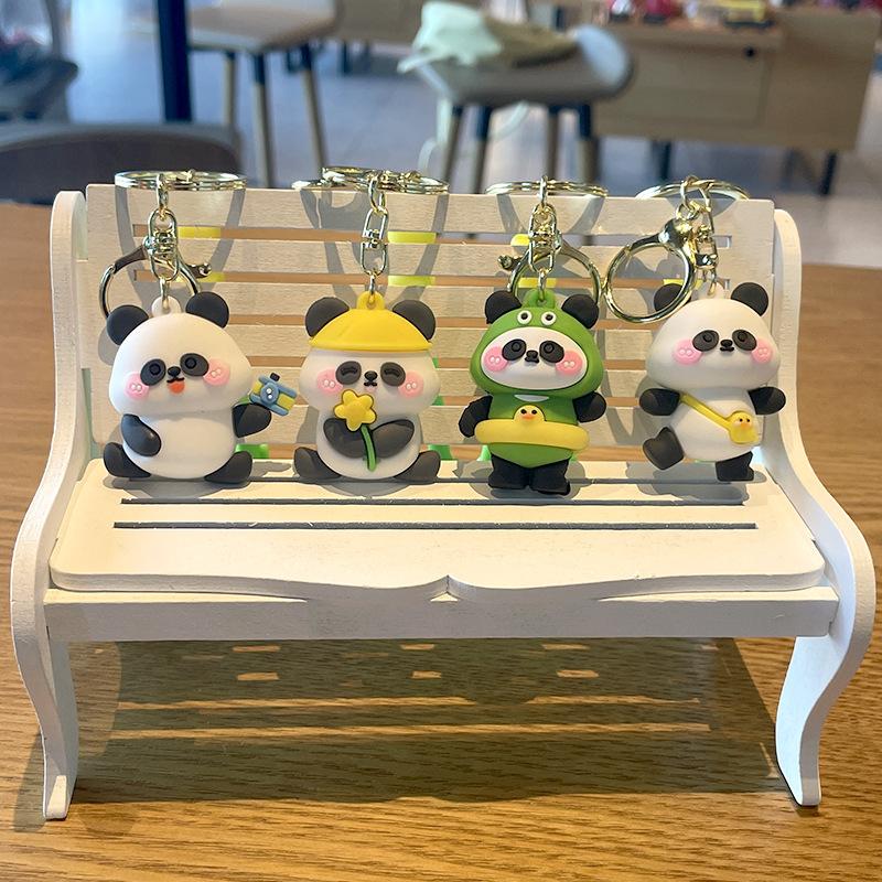 Playful Cartoon Panda Keychain Accessory - Casual Bag Chains and Charms for Backpacks, Gift for Panda Lovers